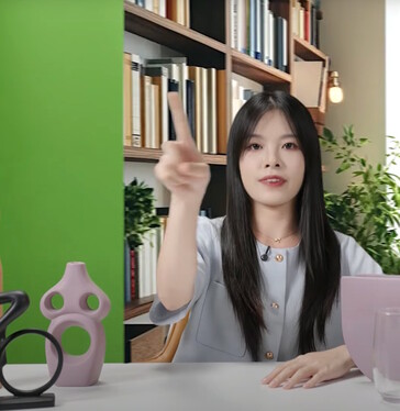De Hollyland VenusLiv Air camera wordt geleverd met desktopsoftware waarmee virtuele achtergronden gemaakt kunnen worden met behulp van een groen scherm. (Afbeeldingsbron: Hollyland)