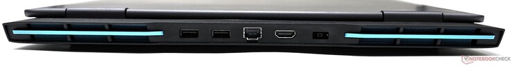Achterkant: 2x USB 3.2 Gen2 Type-A, RJ-45 Ethernet, HDMI 2.1-uit, DC-in
