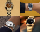 Van linksboven naar linksonder, met de klok mee (afgebeeld), hebben we de Q Timex 1972 Time Machine heruitgave met een bruine wijzerplaat, dezelfde heruitgave met een blauwe wijzerplaat, de Q Timex 1975 Enigma heruitgave, en de Timex x Peanuts Marlin Automatic. (Afbeelding bron: Timex - Bewerkt)
