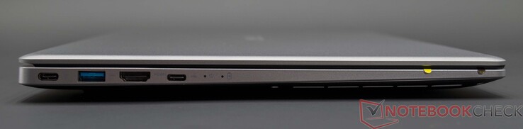 Linkerkant: USB-C voedingsaansluiting, USB 3.0, HDMI, USB-C