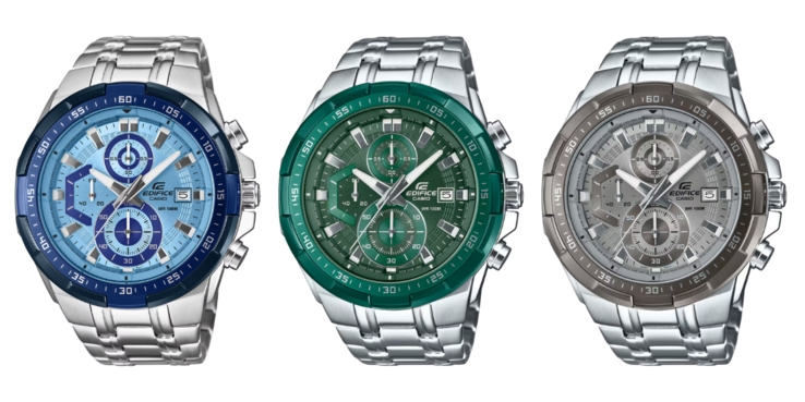 Van links naar rechts: de Casio EFR-539DE-2AV, EFR-539DE-3AV en EFR-539DE-8AV. (Afbeeldingsbron: Casio, bewerkt)