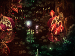 Dap bevat griezelige pixel-art omgevingen die met een paar penseelstreken wisselen tussen schoonheid en angst. (Afbeeldingsbron: Steam)