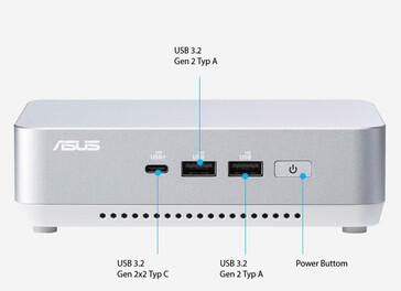 De externe aansluitingen op de Asus NUC 14 Pro+ - voorkant (bron: Asus)