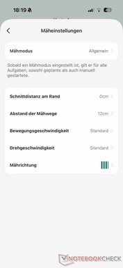 Maai-instellingen