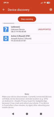 Gadgetbridge vindt het horloge