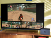 Een promotionele afbeelding van een gedockte Nintendo Switch 2 die Mario Kart World speelt (bron: Nintendo)