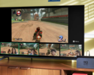 Een promotionele afbeelding van een gedockte Nintendo Switch 2 die Mario Kart World speelt (bron: Nintendo)