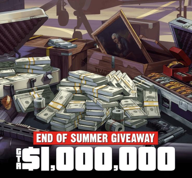 Rockstar Games schenkt spelers van GTA Online een gratis beloning van 1 miljoen dollar voor het inloggen en spelen tussen 6 en 12 augustus.