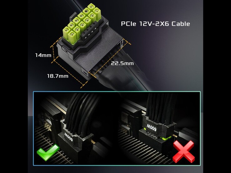 Afmetingen voor de nieuwe 12V-2x6 kabel. (Afbeeldingsbron: ASRock)