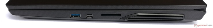 Rechterkant: 1x USB 3.2 Gen 2 Type-A, 1x MiniDP 1.2, SD kaartlezer