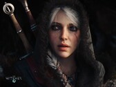 Promotieafbeelding van The Witcher 4 met een close-up van Ciri en twee zwaarden op de achtergrond