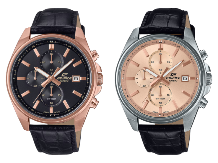 Van links naar rechts: de Casio Edifice EFV-610ECL-1A en EFV-610EL-5A horloges. (Afbeeldingsbron: Casio)