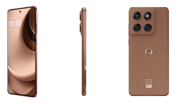 De Edge 60 Fusion in Pantone Mocha Mousse is verkrijgbaar in Europa. (Afbeeldingsbronnen: Motorola)