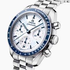 De Omega Speedmaster Milano Cortina 2026 heeft een gelakte witte wijzerplaat (Afbeelding bron: Omega)
