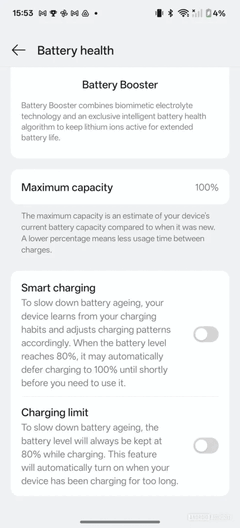 Enkele screenshots die de vermeende Charging Limit-upgrade van OnePlus laten zien. (Bron: OnePlus System Apps Telegram kanaal via Android Authority)