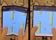 Foldy Bird, gemaakt door Rebane, is een speciale versie van Flappy Bird waarmee opvouwbare gebruikers letterlijk met hun scherm flapperen. (Afbeeldingsbron: @Rebane2001 via X, bewerkt)