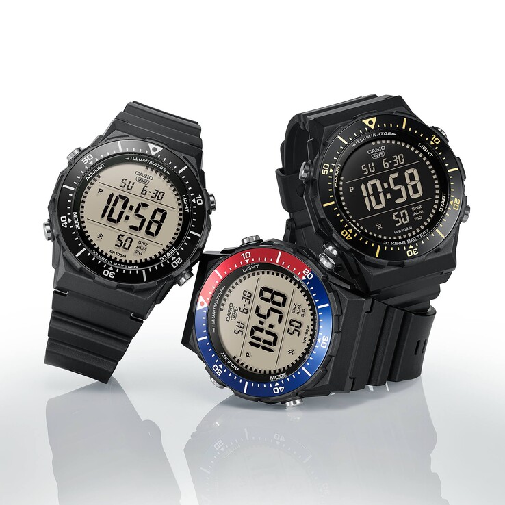 Van links naar rechts: de Casio AE-1700H-1AV, AE-1700H-1A2V en AE-1700H-2BV horloges. (Afbeeldingsbron: Casio)