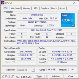 CPU-Z Hoofd