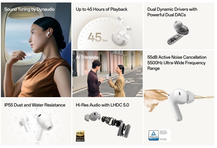 De Enco X3s draadloze hoofdtelefoon heeft dubbele drivers en hi-res audio via LHDC 5.0 (Afbeelding bron: Oppo)