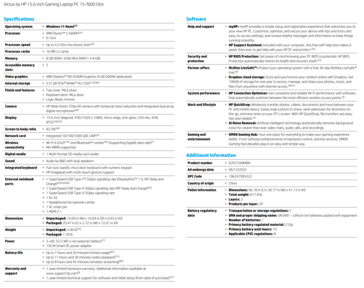 HP Victus 15 AMD - Specificaties. (Bron: HP)