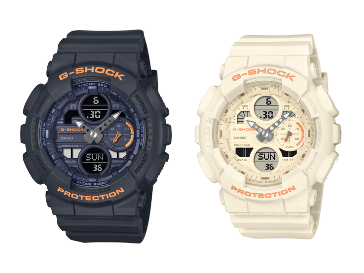 De Casio G-Shock GMA-S140-2A (links) en GMA-S140-7A (rechts) horloges. (Afbeeldingsbron: Casio)