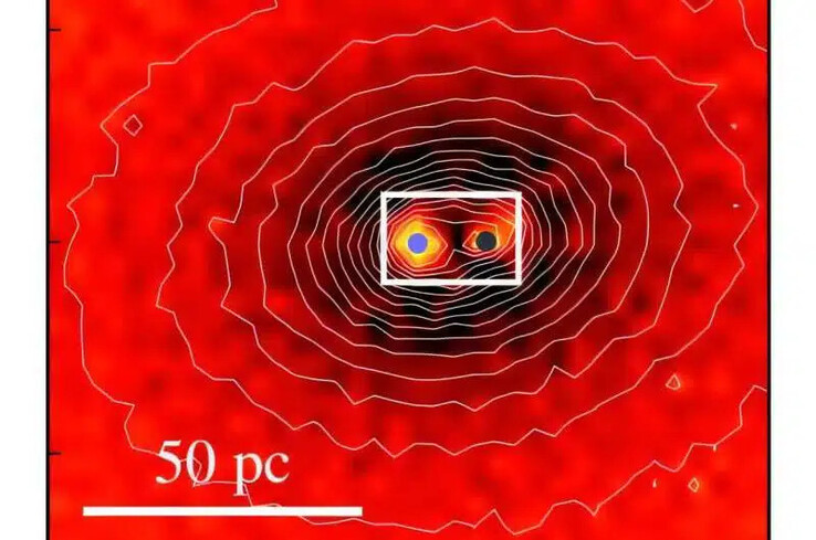 Een afbeelding van de dubbele kern in NGC 4486B.