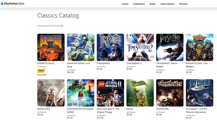 Selectie van PS Plus Premium-klassiekers tentoongesteld (Afbeelding bron: screenshot, PlayStation Store)