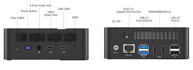 Externe poorten op de Minisforum Venus Series UM560 XT (bron: Minisforum)