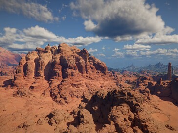 Uitgestrekt landschap vóór de kwaliteitsupdate voor verafgelegen landschappen