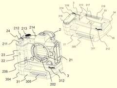Actieve koelgreep voor Canon spiegelloze camera&#039;s (Afbeelding Bron: Japan Patent Platform)