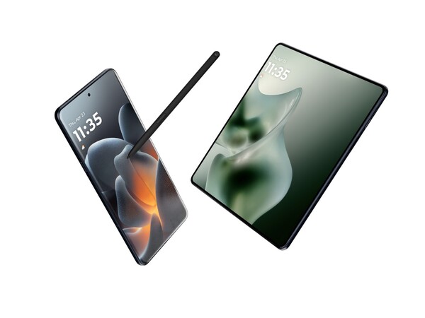 De Moto Pen Ultra naast de Motorola Signature en Razr Fold. (Afbeeldingsbron: Motorola)