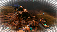 StarRupture screenshot toont speler in gevecht met een buitenaardse vijand