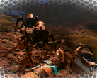 StarRupture screenshot toont speler in gevecht met een buitenaardse vijand
