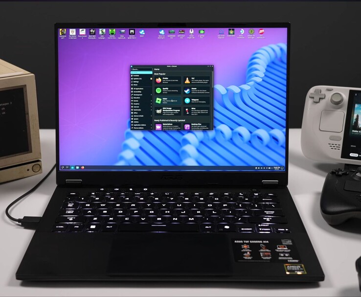 De SteamOS-desktopmodus draait op de Asus TUF Gaming A14