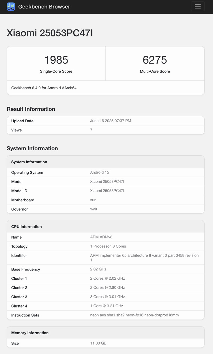 (Afbeeldingsbron: Geekbench)
