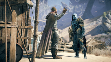 Een afbeelding waarop twee personages uit Atlas Fallen: Reign of Sand te zien zijn.