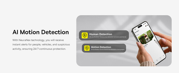 De camera beschikt ook over AI-gestuurde detectie van mensen (Afbeelding bron: Baseus)