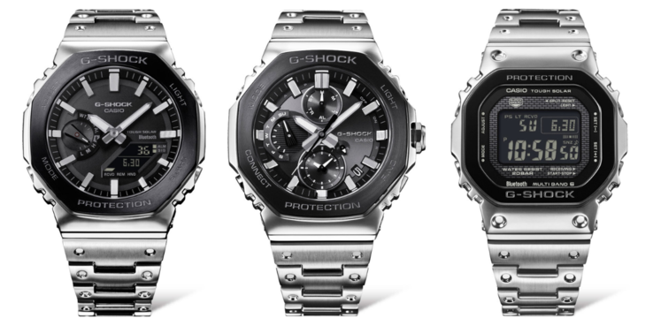 Van links naar rechts: de Casio G-Shock GM-B2100BT-1A, GMC-B2100BT-1A en GMW-B5000BT-1 horloges. (Afbeeldingsbron: Casioblog)