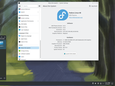 Een desktopomgeving met Fedora Linux als afbeelding.