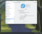 Een desktopomgeving met Fedora Linux als afbeelding.
