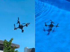 De drone vliegt in de lucht en zwemt onder water (bron: Andrei Copaci; bewerkt screenshot)