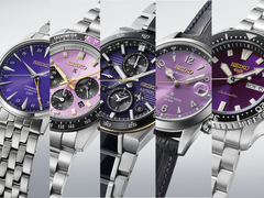 Van links naar rechts op de foto: Seiko Presage HCB006J1, Prospex HBJ005, Astron HAB011J1, Alpinist HBC006J1 en 5 Sports HDB003.