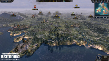 Een afbeelding waarop steden op de wereldkaart in A Total War Saga: Thrones of Britannia te zien zijn.