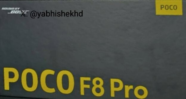 Uitgelekte Poco F8 Pro doos (Afbeelding Bron: Abhishek Yadav op X)