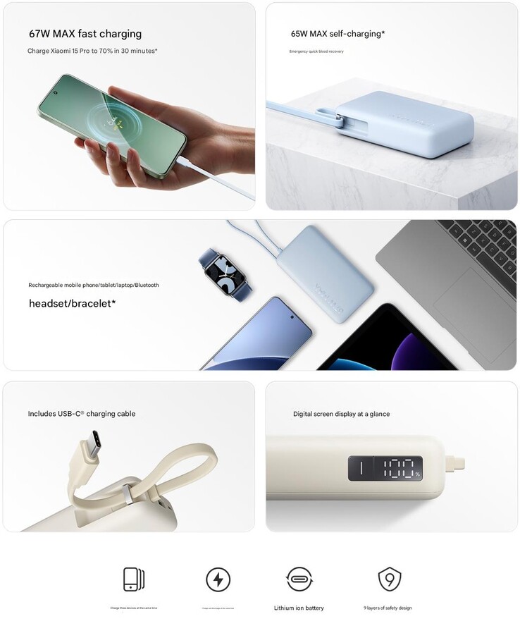 Belangrijkste kenmerken van de nieuwe Xiaomi 10000 67 W powerbank (Afbeelding bron: Xiaomi - machine vertaald)