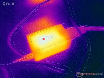 De netadapter bereikt een temperatuur van meer dan 42 °C bij zware belasting