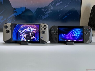 MSI Claw 8 AI+ (links) vs. Asus ROG Ally X (rechts)