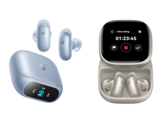 Afbeeldingen van de Soundcore Liberty 5 Pro en Liberty 5 Pro Max tegen een witte achtergrond.