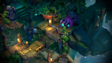 Een afbeelding van een omgeving in Battle Chasers: Nightwar.