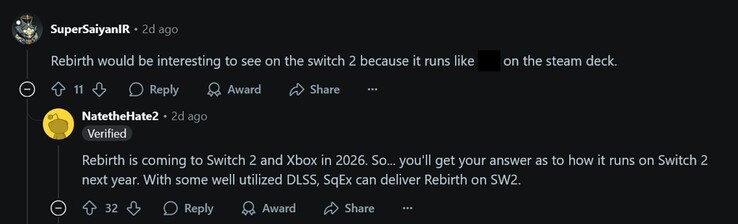 NateTheHate2 lekt over Final Fantasy 7 Rebirth Switch 2 en Xbox releasedatum (Afbeeldingsbron: screenshot, GamingLeaksandRumours suvbreddit)